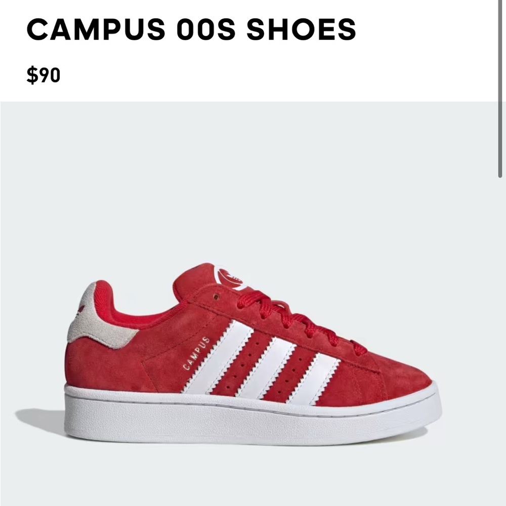 Adidas Campus '00s Athletic Shoe - Big Kid Better Scarlet / Cloud White Y7/W8.5